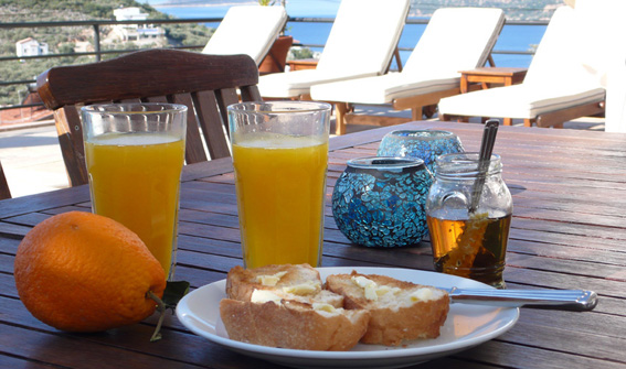 Breakfast on terrace by private pool