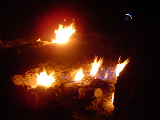 Flames of the chimaera burning in the night