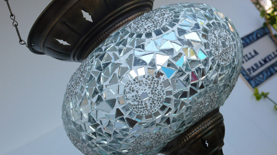 Traditional Turkish lantern sparkles with mirrors