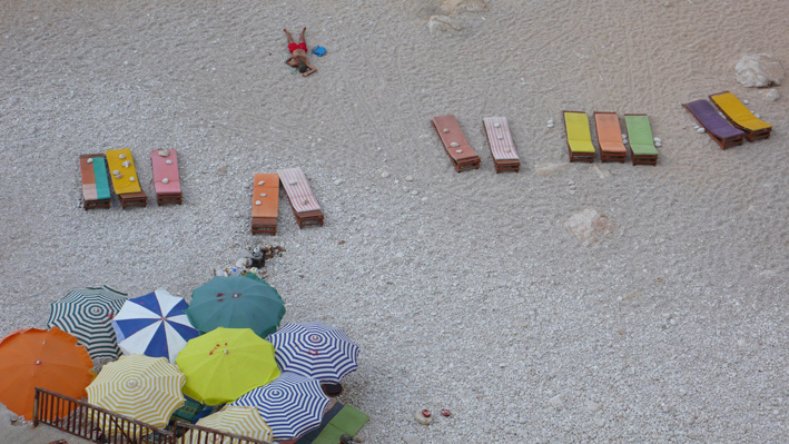 Kaputas Beach sunloungers and umbrellas