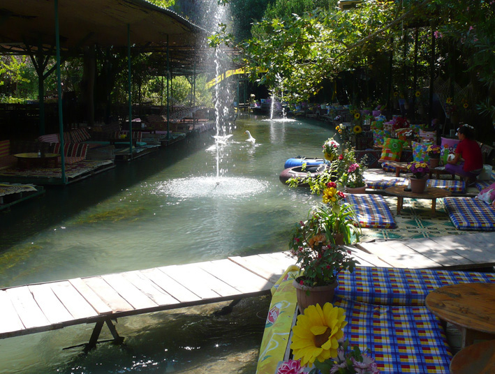Saklikent Gorge restaurant by stream