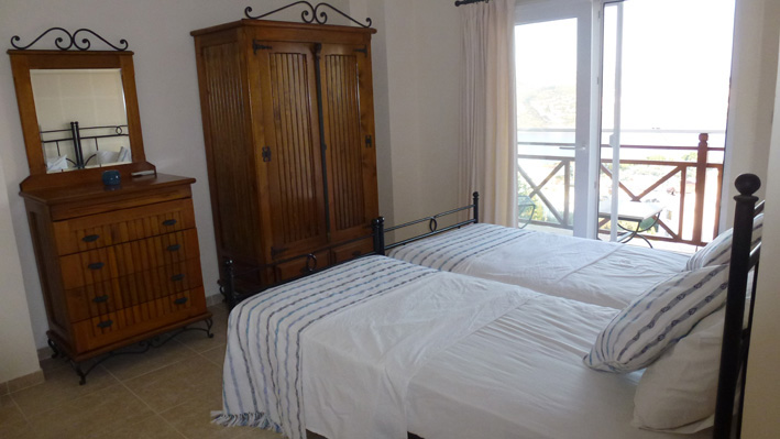 Twin bedroom with view over Kalkan Bay